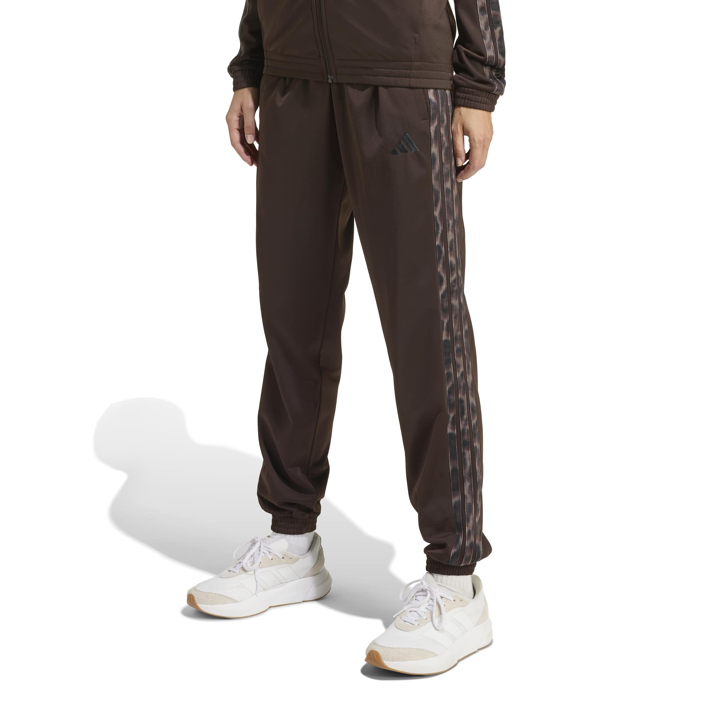 Womens Tricot 3-Stripes Tracksuit Bottoms With Leopard Print Casual - Beige