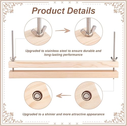 Miniatura 3 de BENECREAT Prensa de encuadernación de madera para encuadernar libros de prensa grande de 15 x 1.5 pulgadas, máquina de prensa de papel plano de