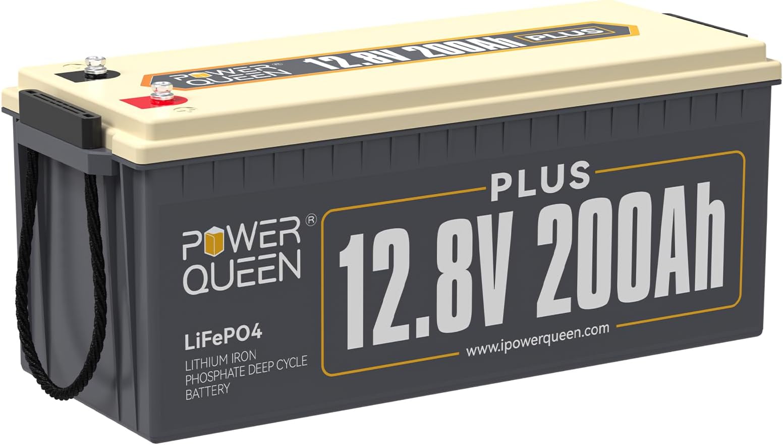 Power Queen 12V 200Ah PLUS LiFePO4 Deep Cycle Lithium Battery, 4000 to 15000 Cycles, Built-in 200A BMS, 2560W Load Power, Backup Battery in Case of Power Outage, Perfect for RV, Off-Grid System, Solar