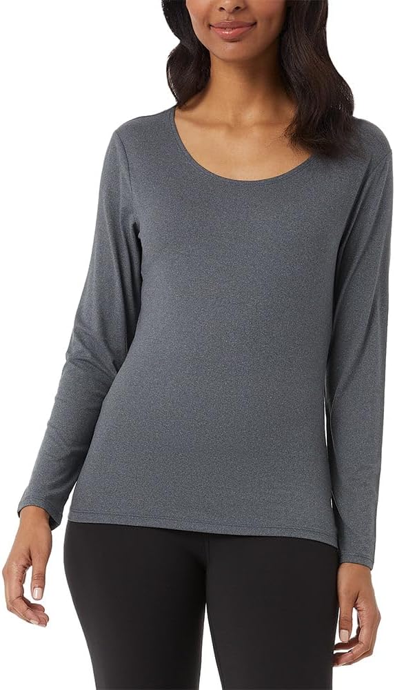 32 Degrees Women's Cozy Heat Base Layer Scoop Neck Top - Thermal Long Sleeve Shirt for Cold Weather