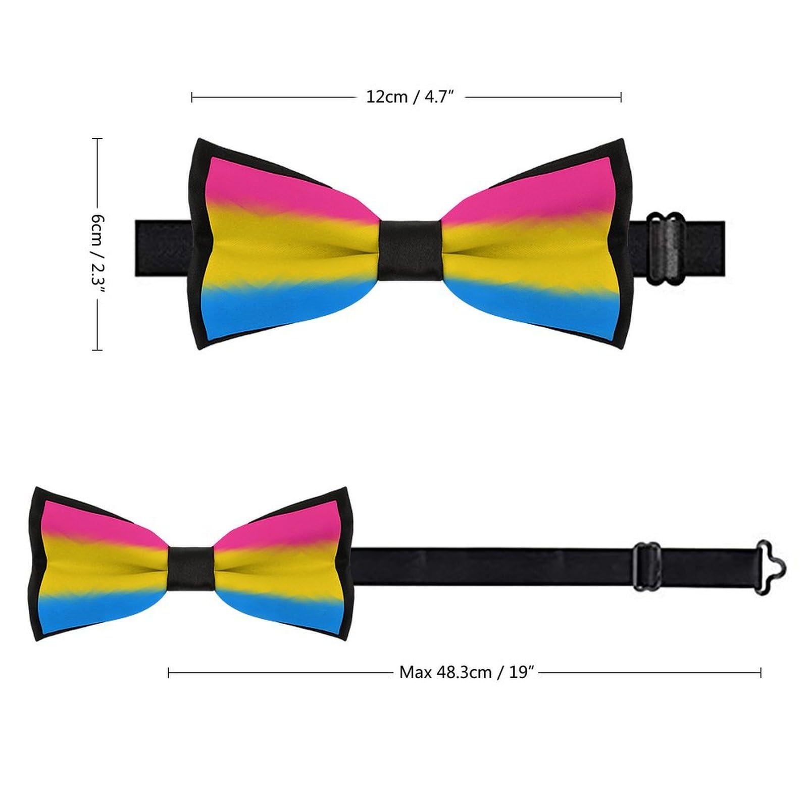 GoasNei Pansexual Pan Pride Bow Tie for Men Adjustable Necktie Funny Tie Neck Ties for Weddings Party