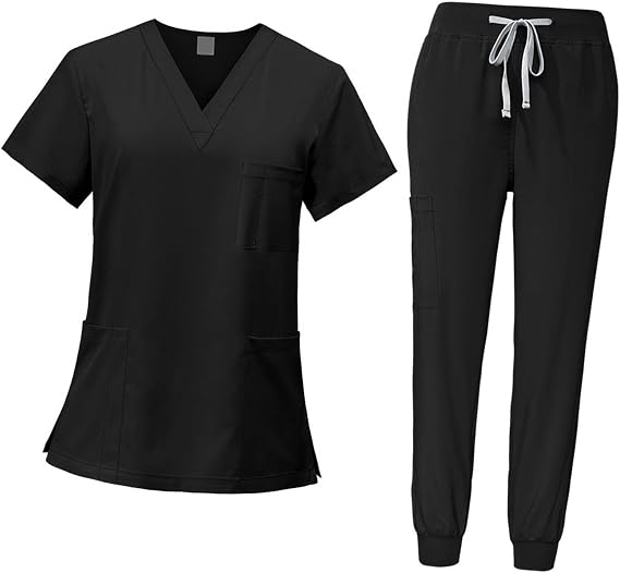 Baoblaze Women Uniform Scrubs Set Top and Pants Durable V Neck Comfortable with Pockets Work Clothing Nurse Workwear for Beauty Center