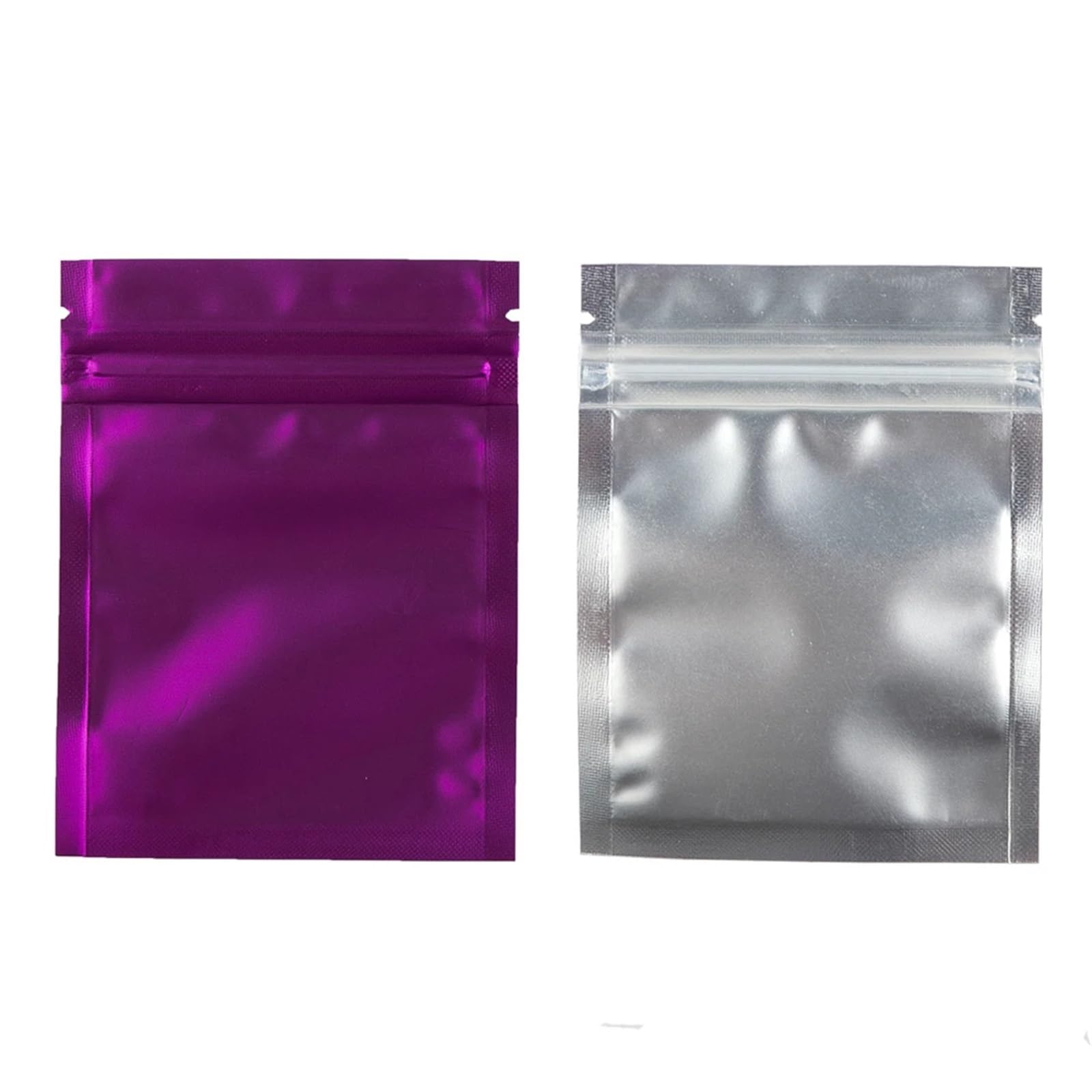 Sacs en Plastique scellés, Lot de 100 sachets Rangement Plats et translucides à Fermeture éclair, en Aluminium Transparent, avec(Purple,10x15cm (4x6in))