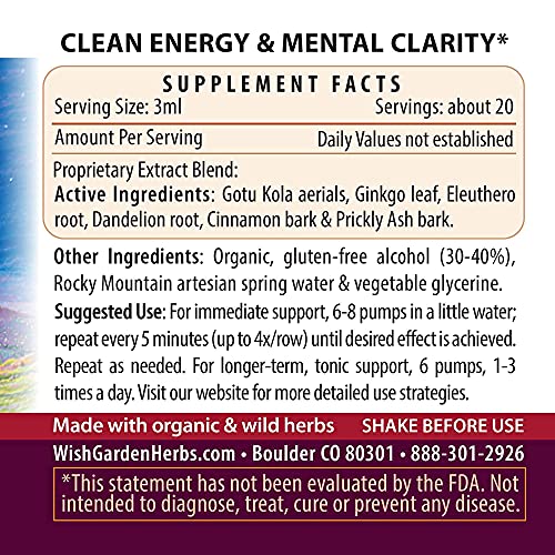 Wishgarden Herbs Genius Juice - Liquid Herbal Nootropic Brain Booster Supplement For Focus, Memory, Clarity, Concentration & Energy With Ginkgo Biloba & Gotu Kola, Cognitive Support, No Caffeine, 2Oz #TOP1