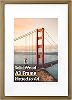 Vista 102 de KINLINK Marco de Fotos 11x14 Natural, Marco de Madera Maciza 11x14 con Plexiglás Acrílico para Fotos 5x7/8x10 Con Paspartú, Exhibición de Mesa