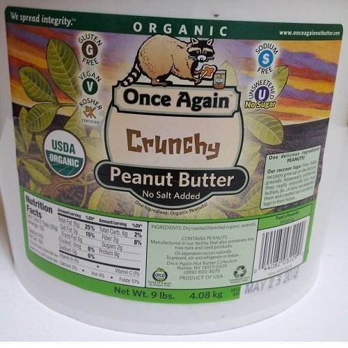 100% Organic Crunchy No Salt Peanut Butter