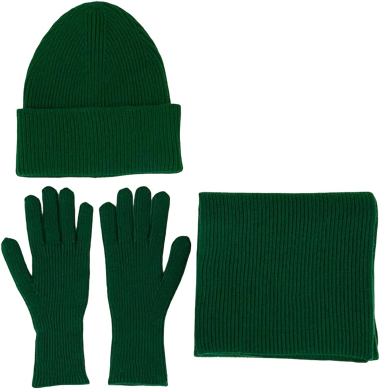 3Pieces Knitted Winter Hat Scarf Gloves Set Soft Acrylic Fibre Warm Accessories for Men Women and Teens Everyday Wear Cold We
