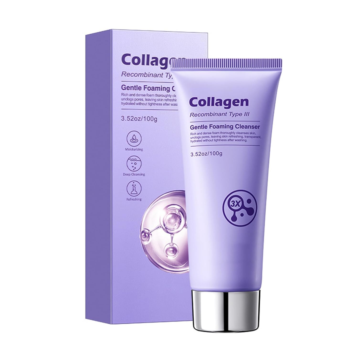 ACSUSS Foaming Face Wash for Women – Smoothing, Hydrating & Gentle Cleansing – Daily Oil-Control & Refreshing Care Purple One Size