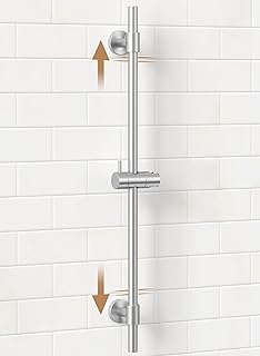 KES All Metal Shower Slide Bar 30-Inch (Non-Plastic) with Adjustable Shower Head Holder, 18/8 Stainless Steel Shower Slide Bar with Adjustable Bracket Cover Existing Holes, Brushed Steel, F210S78-BS