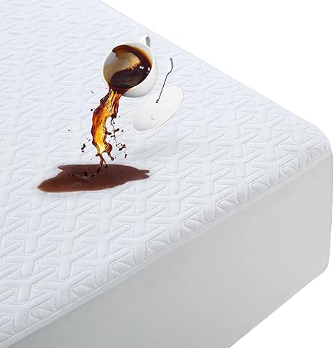 Miniatura 1 de MERITLIFE - Protector de colchón de bambú impermeable premium, suave y sin ruido, relleno con tela de aire 3D ultrasuave y transpirable, funda para