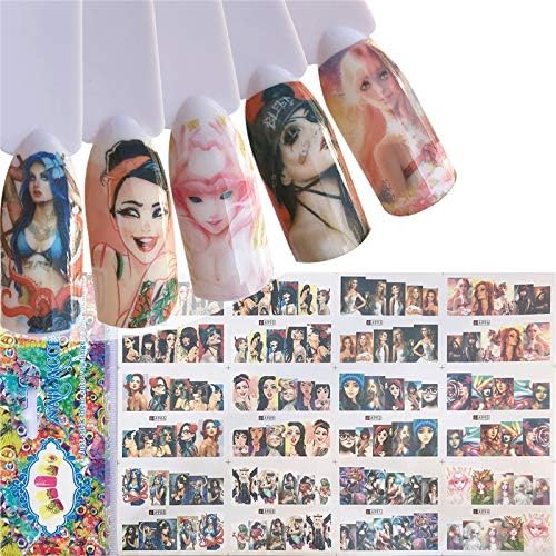 JACA 9-12inone 12 Sheets 48 pattern Water Transfer DIY Nail Art Decals Stickers With Butterfly flower Animal Insect beauty girl cartoon and different patterns for women and kids