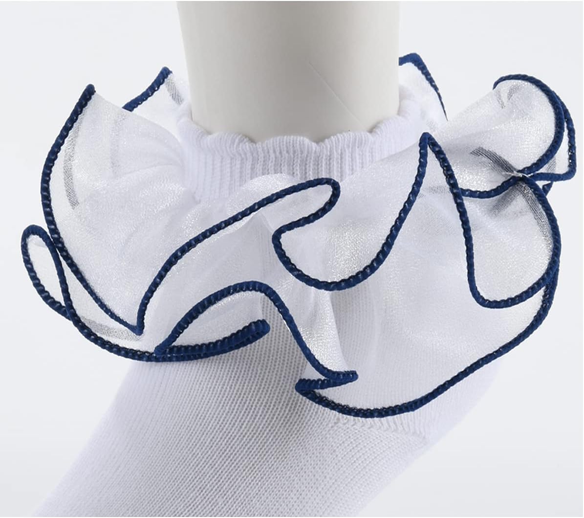 Big Girls Lace Socks Shimmering Cute Ruffle Comfortable Frilly Dress Ankle Socks 3 Pairs - Image 4