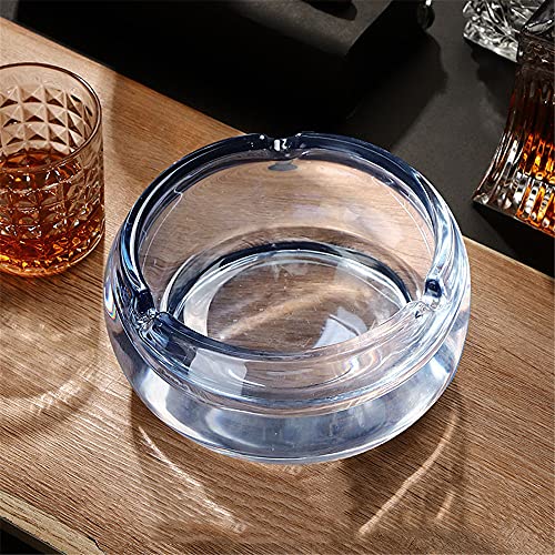 Cenicero,Cenicero de cristal de lujo ligero extra grande, cenicero de oficina para sala de estar en casa, azul mágico Cover