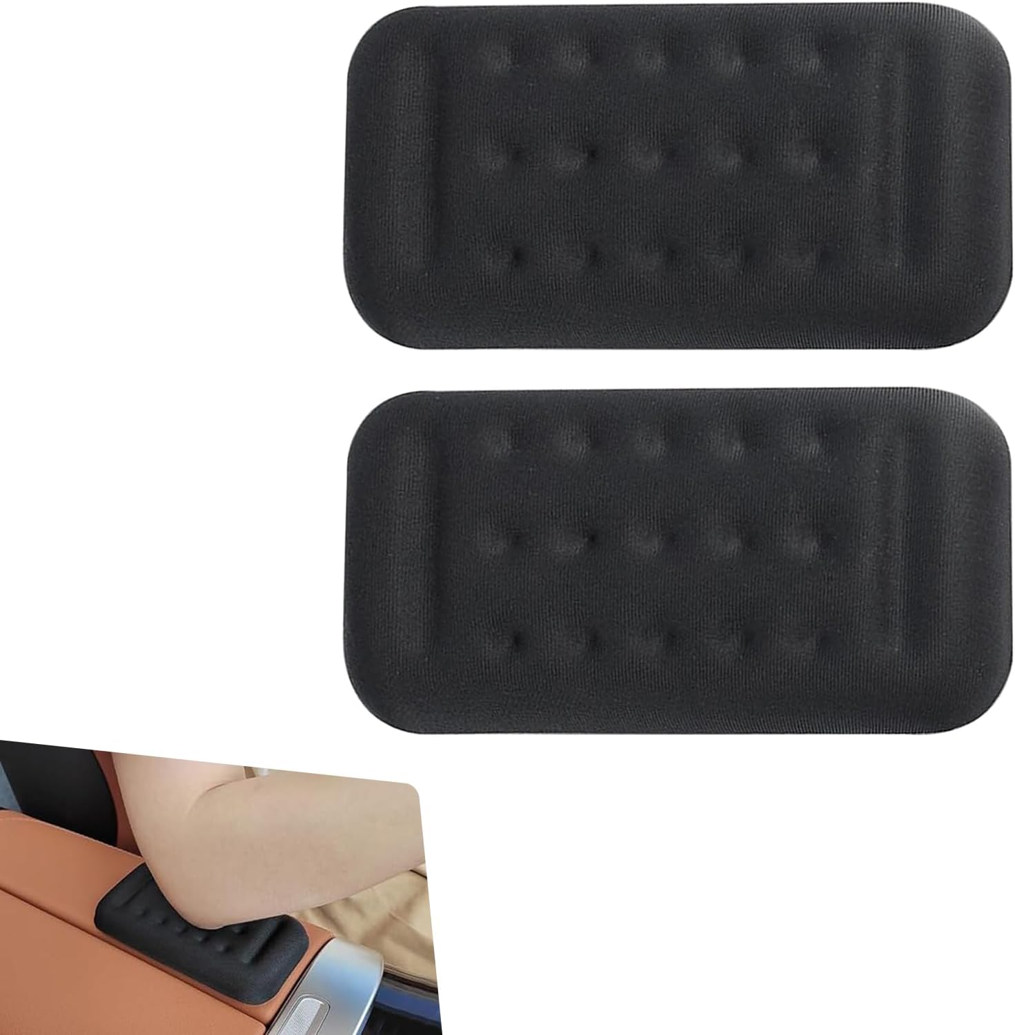 2PCS Car Arm Rest Elbow Pads, Soft Car Door Armrest Pad with Memory Foam, Auto Arm Rest Cushion for Comfortable Support, Universal Auto Interior Accessories for Most Vehicles (Black)