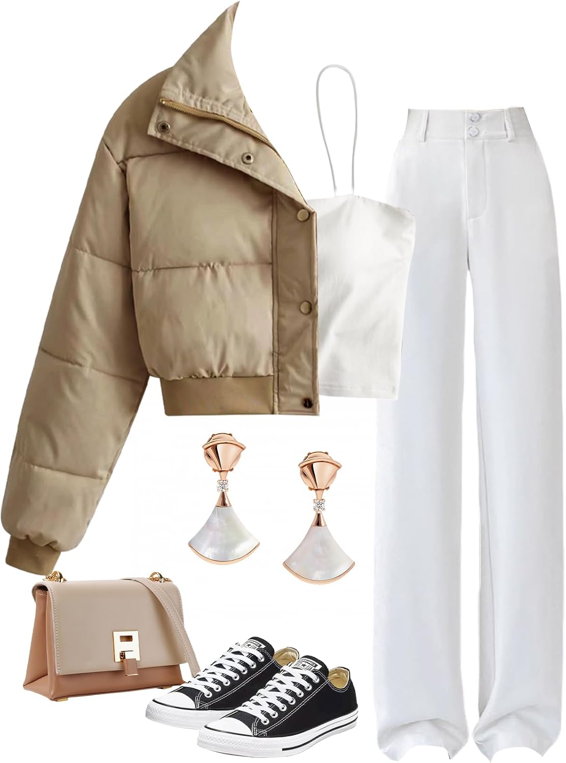 Gihuo Women' s Cropped Puffer Jacket Padded Long Sleeve Bubble Coats Winter Warm Puffy Outerwear - Image 4