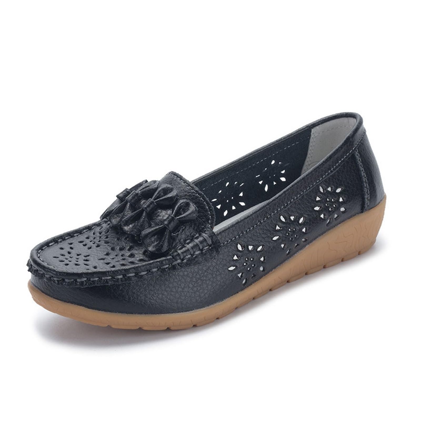 Mocassini Estivi Casual Traspiranti in Pelle Antiscivolo per Donna, Scarpe Comode da Lavoro per Infermiere Non Affaticanti Piatte per Infermieri, Medici, Ospedali, Ristoranti