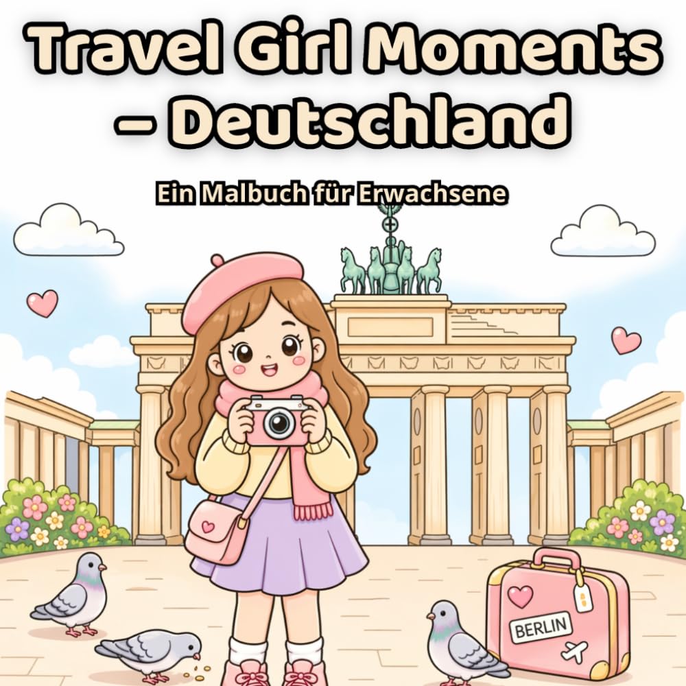 Travel Girl Moments – Germany: Coloring Book for Adults with Cozy Cafés, Sweet Travel Scenes, Kawaii Comfort Moments and Dreamy Girl Vibes (Travel Girl Moments – Around the World)