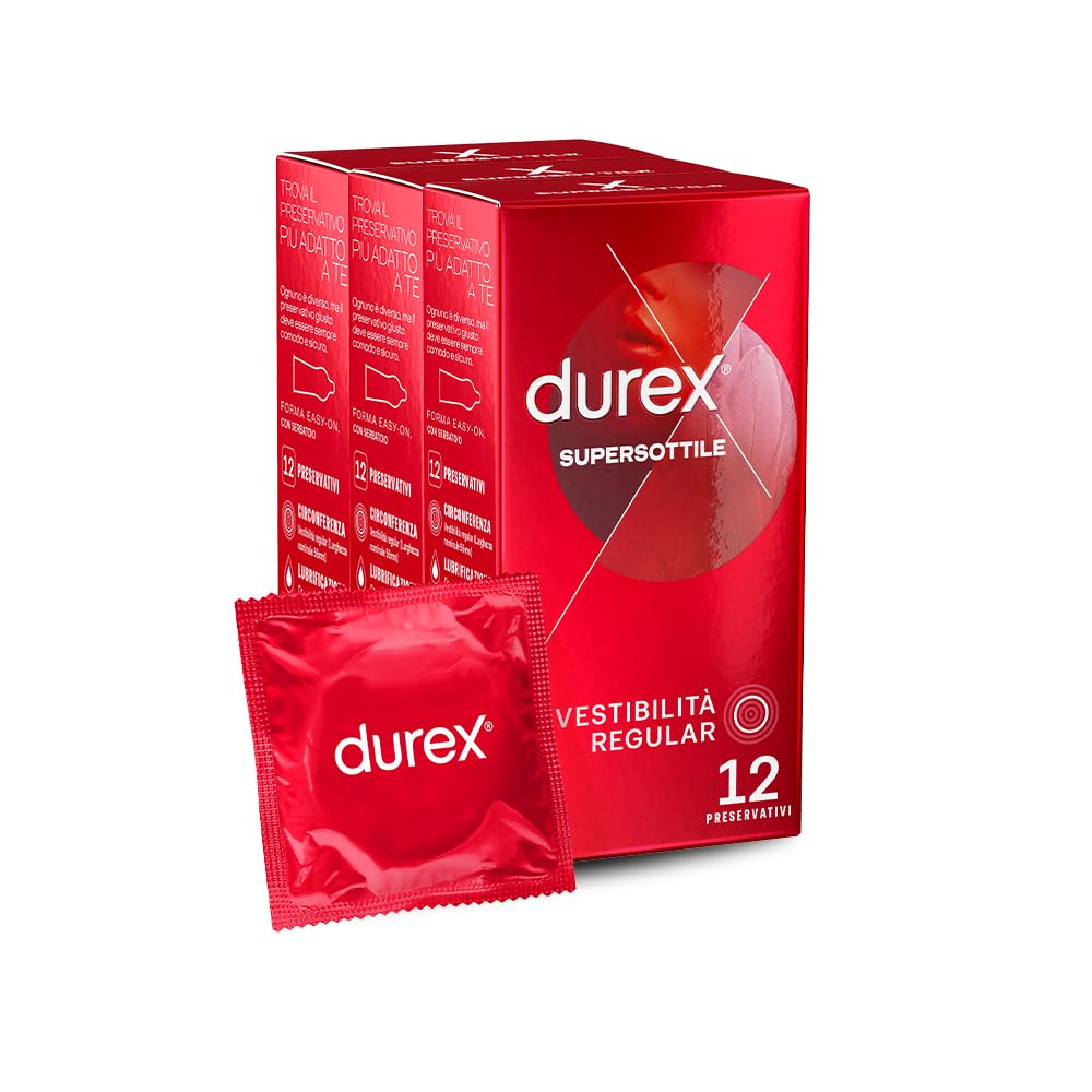 Durex Settebello Super Sottile Preservativi ad Alta Sensibilità (0,055 mm), 36 Profilattici