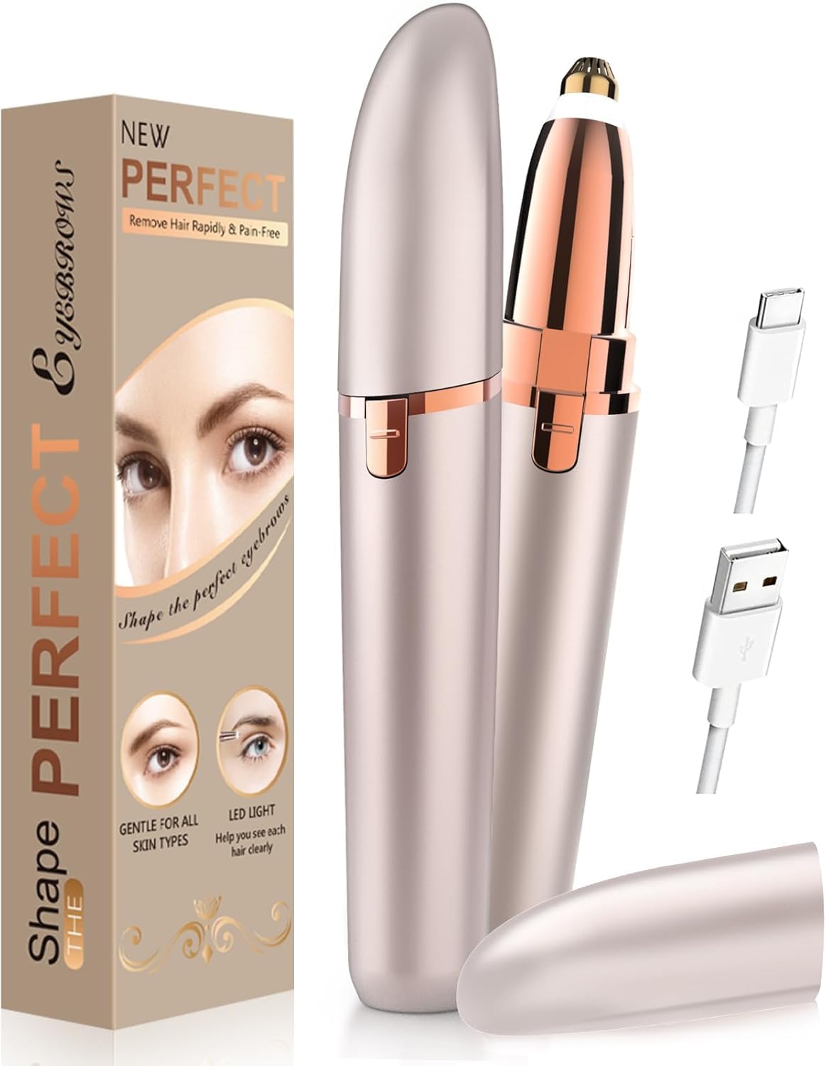 Rasuradora Facial Mujer Electrica Recortadora de Cejas: Rasuradora Facial Recortador de Cejas Electrico sin Dolor Recortar el Vello Nariz y Oreja para Mujer con Precisión Recargable
