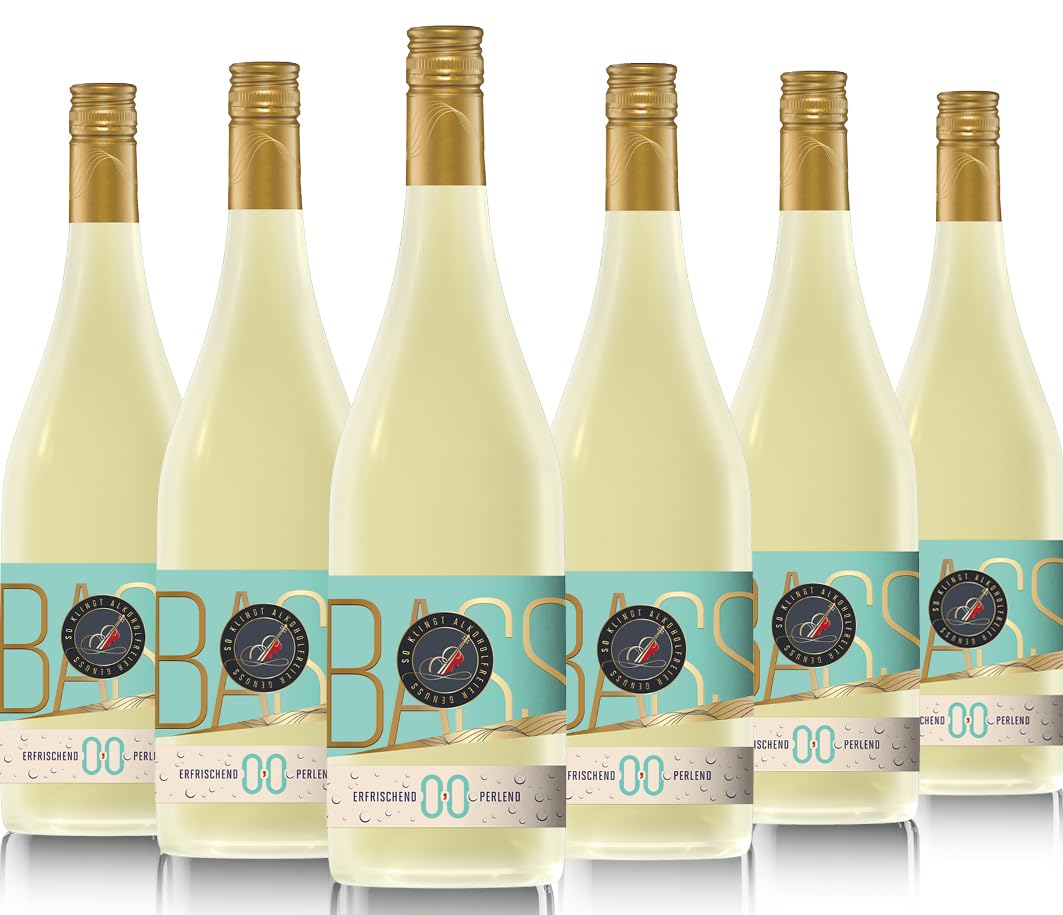 Oberbergener Baßgeige 0,0% Bass-Secco alkoholfrei – 6 x 0,75 l – perlend & erfrischend – vegan – Muskateller & Müller-Thurgau Cuvée