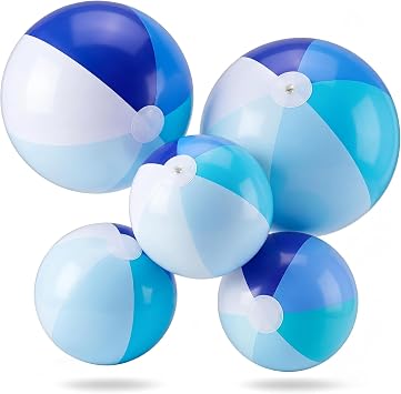 MiniInflat 5 Pcs Inflatable Beach Balls 24 & 16 Inch,Blue