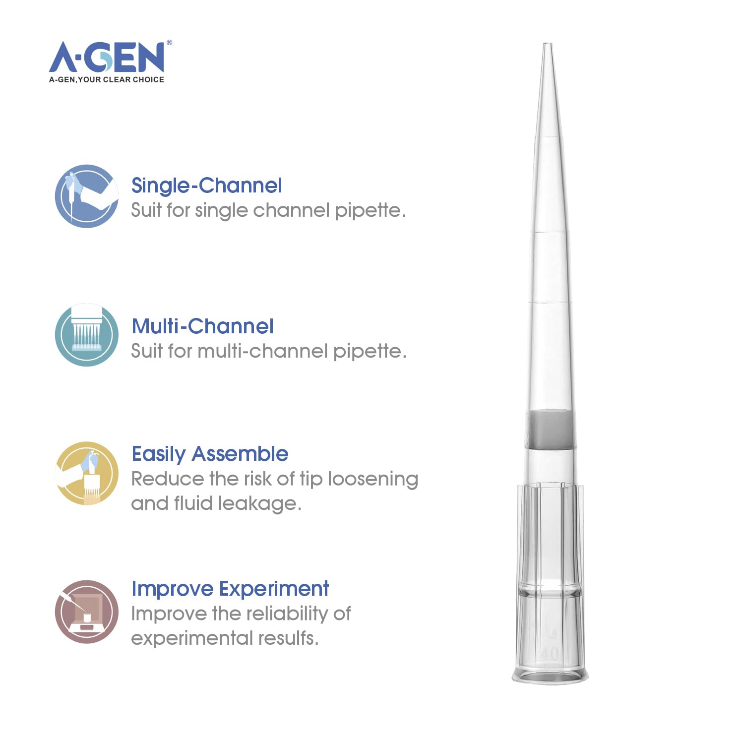 A-GEN 100uL Filter Racked Universal Pipette Tips, Clear, E-Beam Sterile, DNase/RNase Free,Non-Pyrogenic (1 Rack of 96 Filter Tips, 100uL)