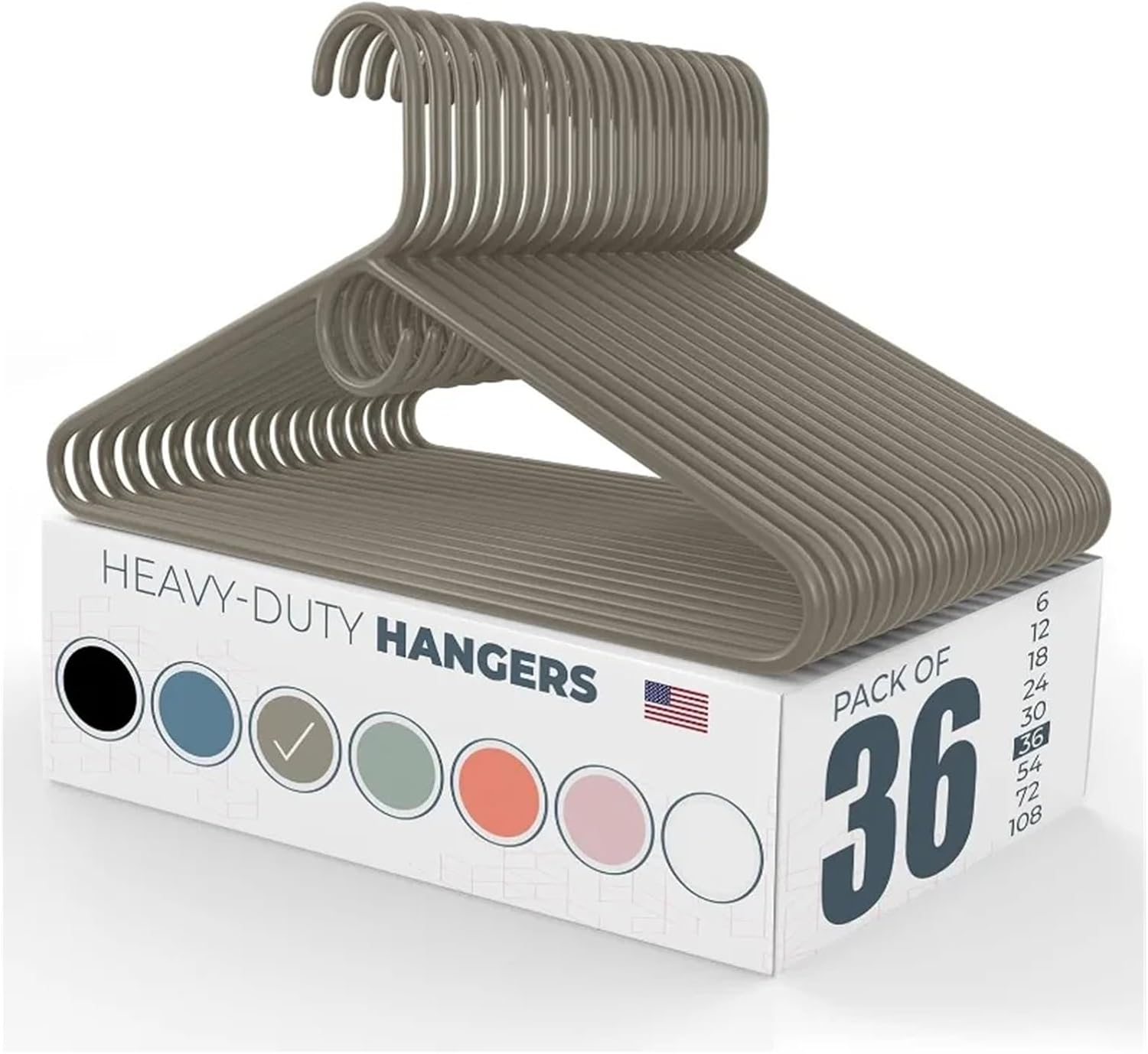 36pk Plastic Clothes Hangers Bulk Strong Jacket Coat Thick Hanger for Closet for Coats, Jackets,Suits(Blue)