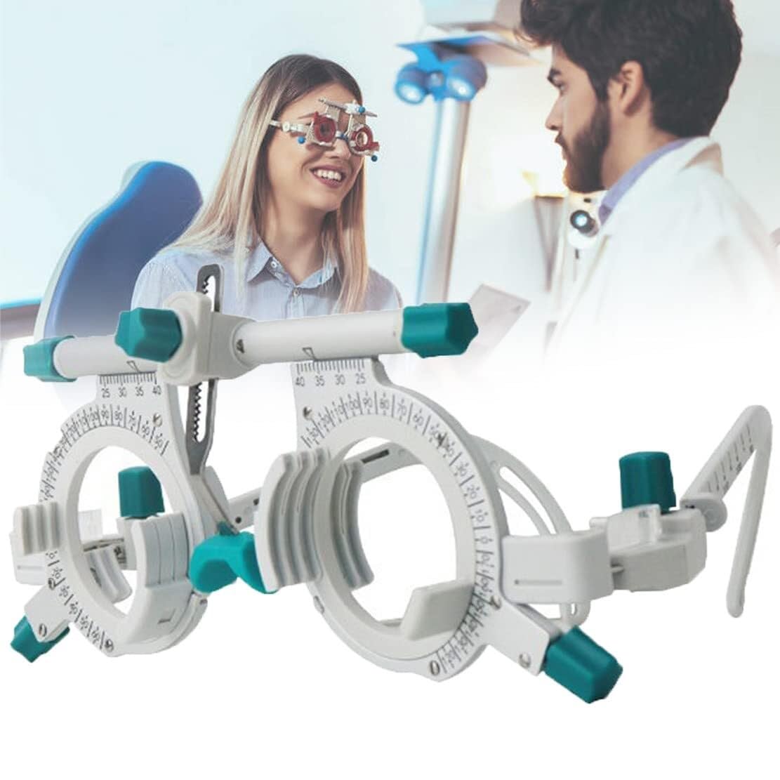 Adjustable Optical Optic Eye Optometry Test Trial Lenses Frame, Titanium Optic Trial Eye Optometry Test Optician, PD 48-80mm, 5-Piece Slot