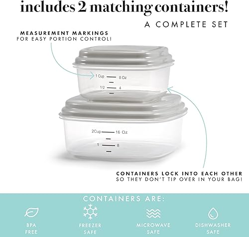 Miniatura 6 de Fit & Fresh Sanibel - Bolsa de almuerzo aislada para adultos con bolsa lateral y asas de transporte, kit completo de almuerzo incluye 2 recipientes,