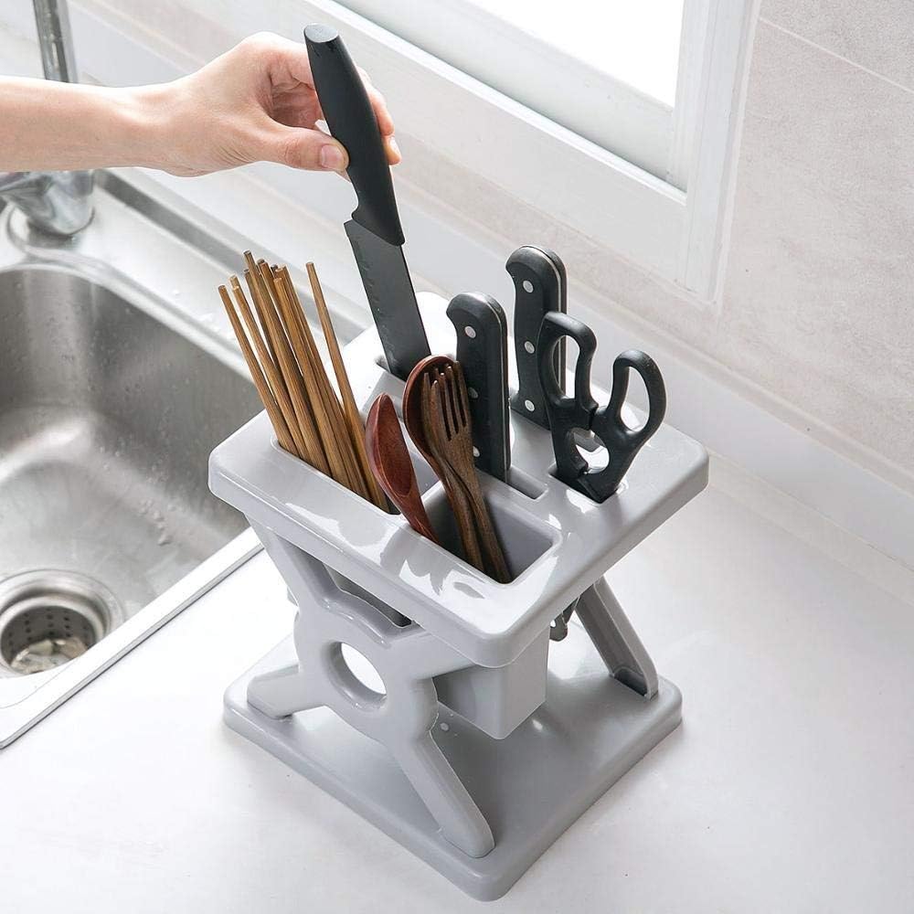 Plastic Block Stand Holder Tableware Storage Box Case Chopsticks Forks Drain Rack Kitchen Tools