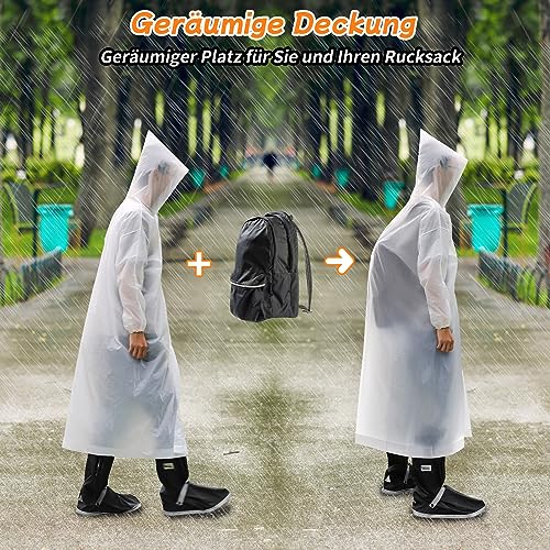ioutdoor Regenponcho 2 Stück, Wasserdicht Regenmantel, Wiederverwendbar EVA Regenjacke, mit Kapuze Wasserdicht Atmungsaktiv Regenbekleidung Tragbarer, für Wandern Camping, für Damen Herren (Gelb)