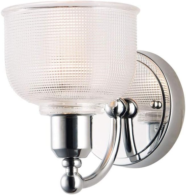 Maxim Lighting Hollow 1-Light Wall Sconce | Polished Chrome Finish | Clear Glass Shade | Hallway Bedroom Wall Sconce | 11321CLPC