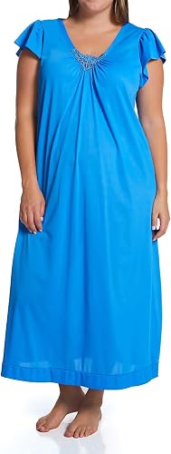 Shadowline Cap Sleeve Long Nightgown-Sapphire-Medium