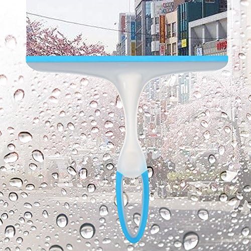 Window Squeegees,Rubber Glass Wiper Blades for Bath, Kitchen and Car-Blue Handle 1P.