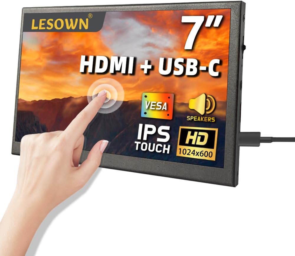 Monitor Portátil Pequeño 7" HD IPS Táctil con Altavoces