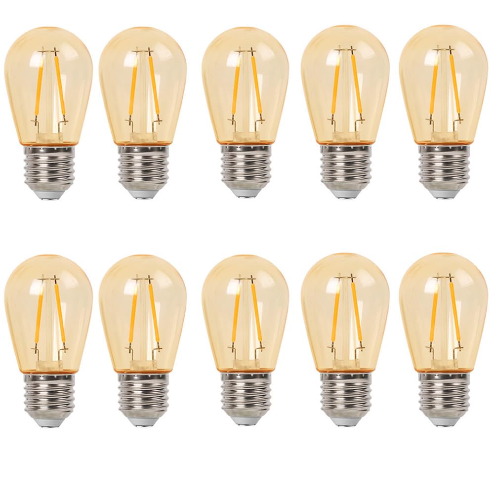10 Pezzi S14 E27 2W 220V LED Lampadina A Filamento Casa Soggiorno La Camera Negozio Plastica Per Luce Di Stringa All'aperto Bianco Caldo Lampadina D'epoca