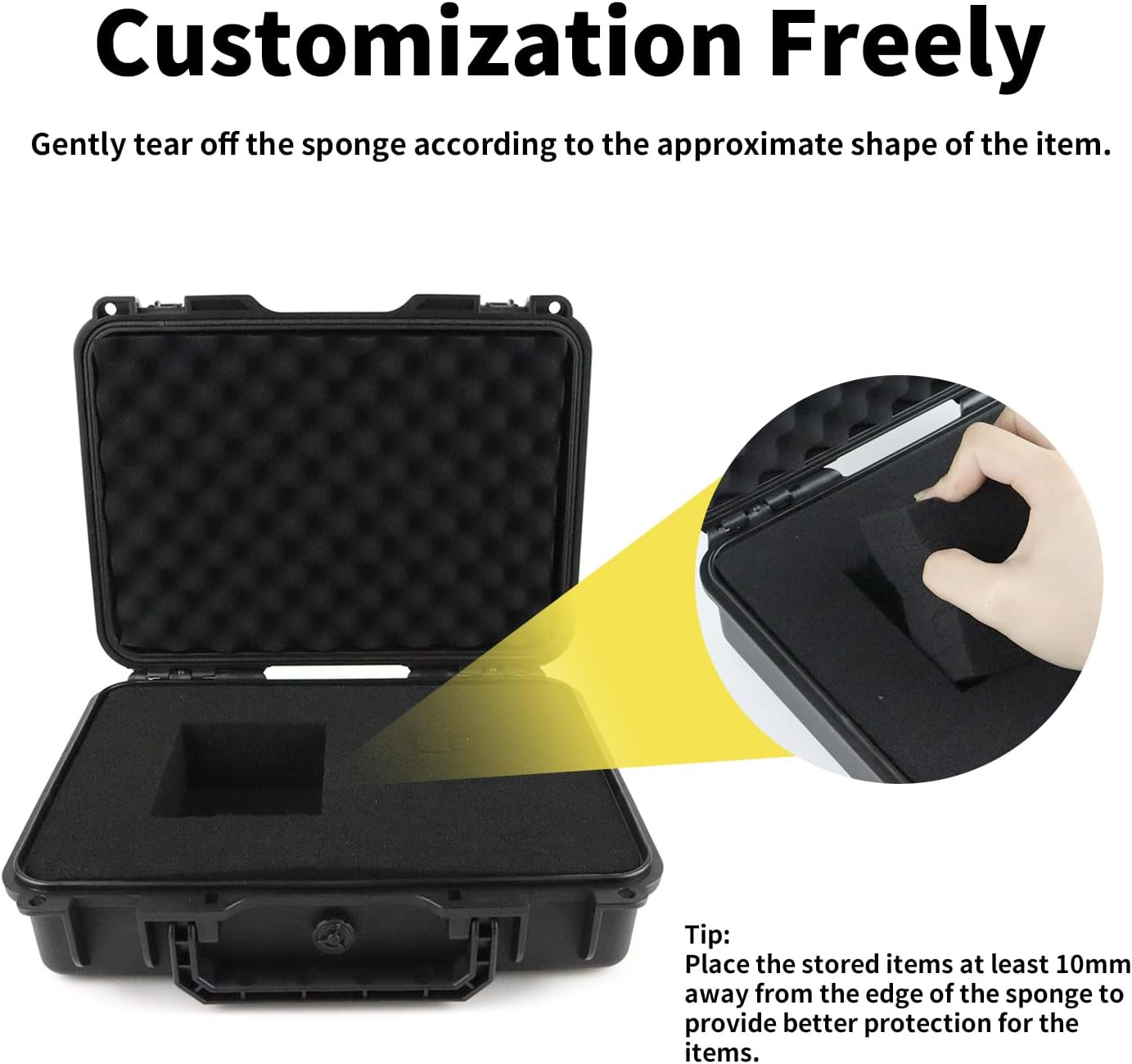 Carrying Hard Case with Pre Grid line Cube Sheet Foam for Drone,Camera Accessories, Electronics, and Gear,Shockproof,Waterproof,Black,Large,18.4x 12.6 x 6.3 inch - Image 3