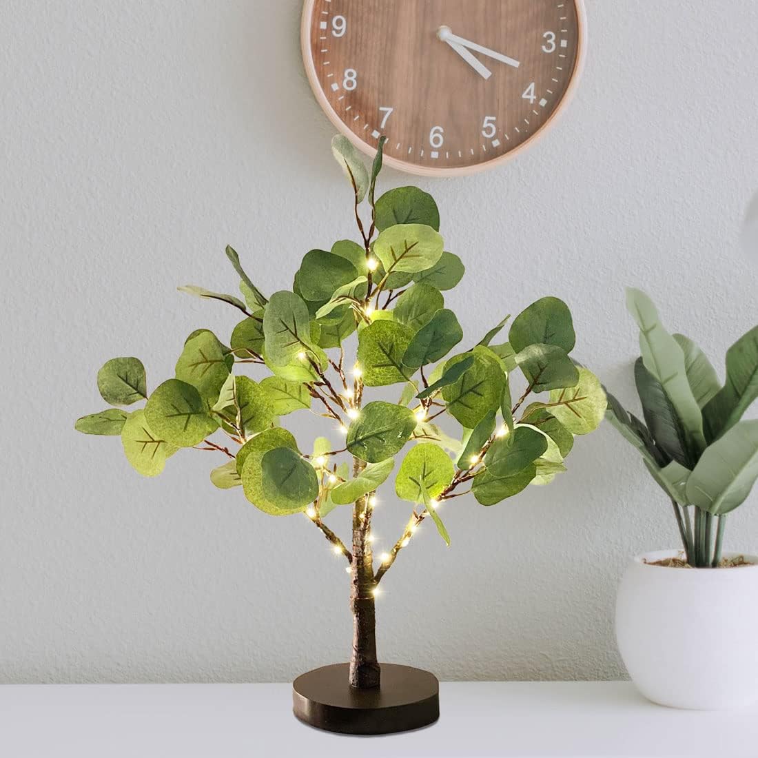 Lighted Eucalyptus Tree Tabletop 18inch with Timer, Hypestar Lighted Valentine Tree for Wedding and Valentine Decorations, Indoor Tabletop Love Tree Decor for Table and Closet (18inch, Eucalyptus)