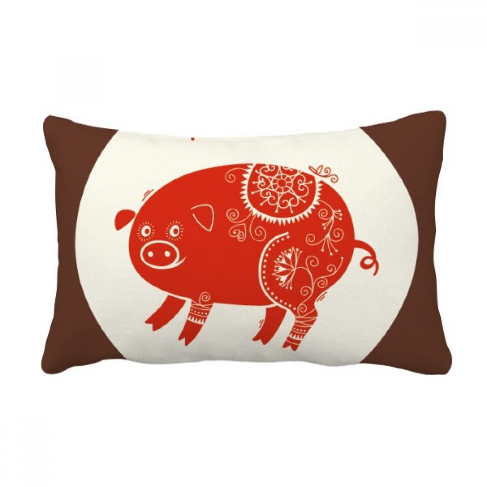 Coussin Année de Porc rouge 40x60cm, une idée cadeau originale pour décoration maison