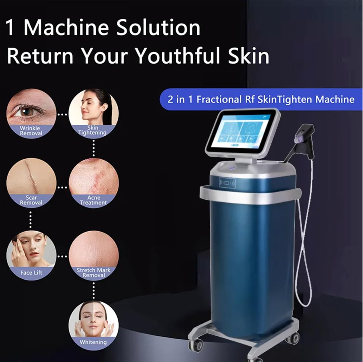 Macchina Professionale per Microneedling a Radiofrequenza Frazionata 2-in-1 in Versione Verticale per il Rassodamento di Viso e Corpo