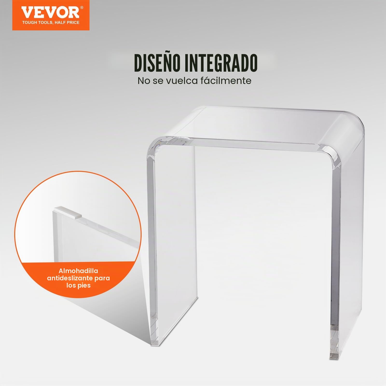 VEVOR Mesa Auxiliar en Forma de C Mesa de Centro Auxiliar para Sofá de Acrílico 2 PCS Mesita de Noche Carga Máxima 25 kg para Negocios al Alcance de Mano Salón Dormitorio, Transparente 415x305x460 mm
