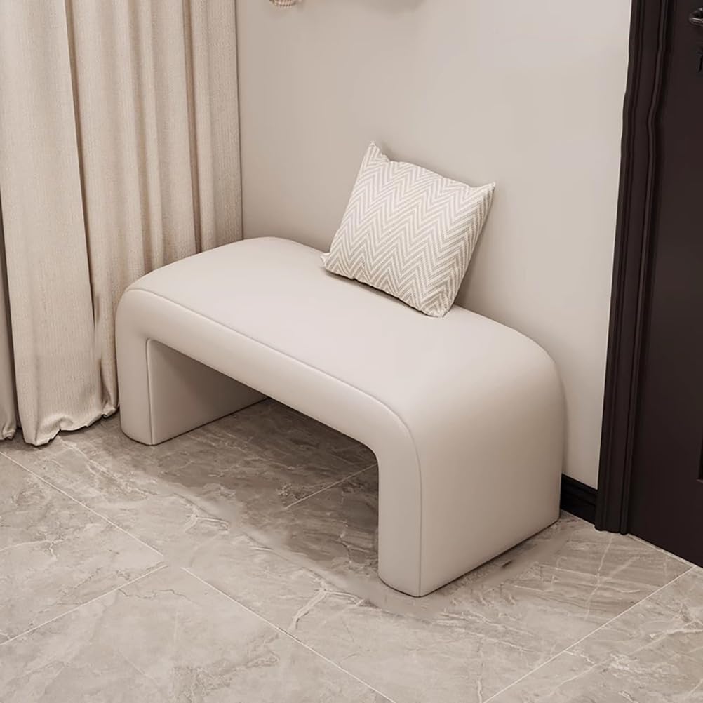 Banc d'entrée ottoman haut de gamme en similicuir noir et moderne