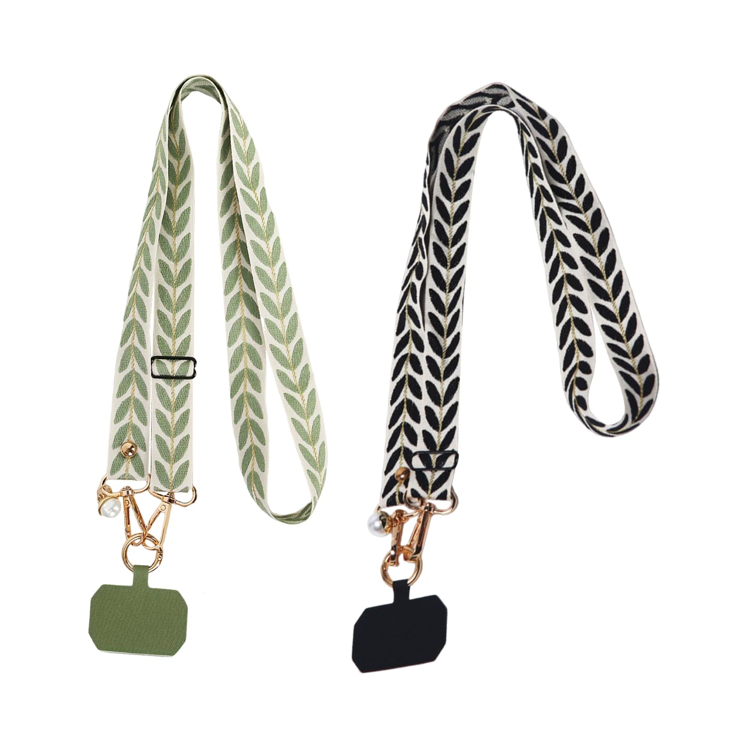Rnfksu Black 2 Pieces Of Double-Headed Mobile Phone Lanyard, Universal Hanging Neck Strap, Adjustable Lanyard, Metal Buckle Pendant, Nylon Sling.