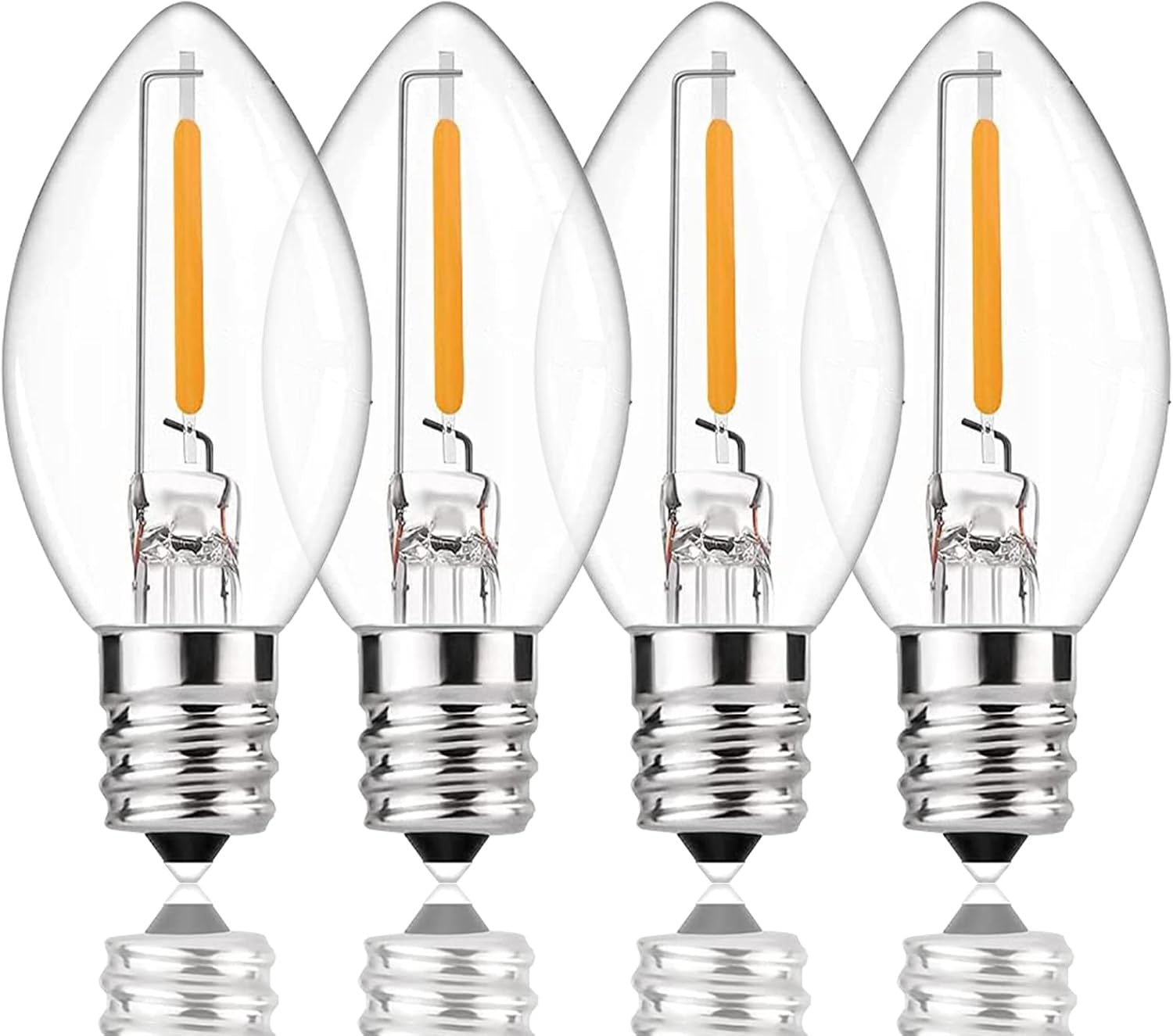 Abeja C7 LED Replacement Bulbs, 0.6W Clear Glass LED Bulbs Energy-Saving Bulbs E12 Screw Base LED Night Light Bulbs for Christmas Outdoor String Lights Electric Window Candles, Warm White (25 Pack)