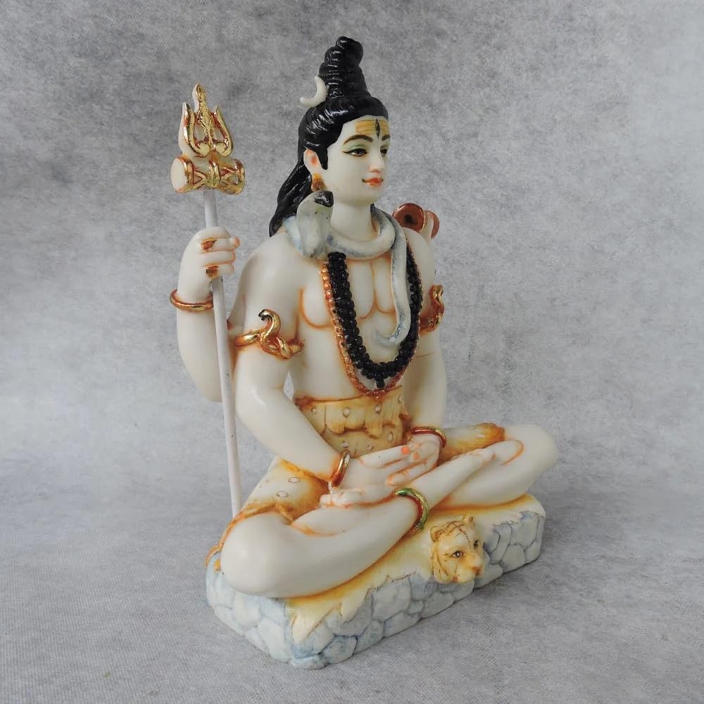 KRISHNAGALLERY1 Marble Dust Lord Shiva Mahadev Bholenath Murti Statue Idol for Home Pooja RoomGifted Piece Office Decor Idol 8 Inches 2