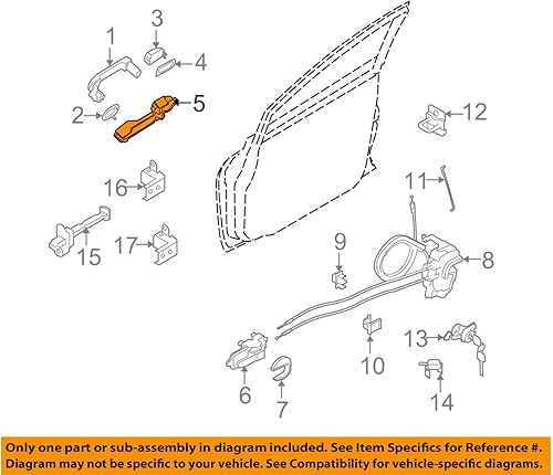 Soporte original Nissan OEM 80611-EL00D, mango exterior, izquierdo