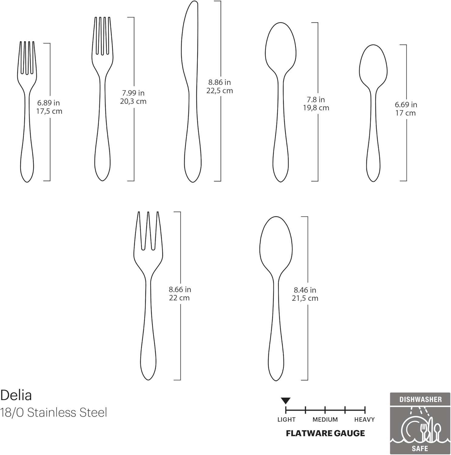 Cambridge Silverware Set, Delia Mirror 72-Piece Flatware Set, Service for 14, Made of 18/0 Stainless Steel, Dishwasher Safe, Knives Spoons and Forks, Home and Kitchen, Utensils Set (Silver, 72 Piece)