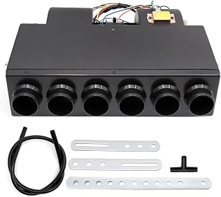 MDEOOSKY 12V Car Truck Under Dash A/C Air Conditioning Evaporator Assembly Heat + Cool Unit 3 Speed 6 Port 12V