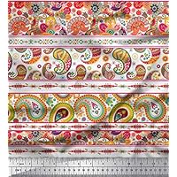 Soimoi Violet Voile De Coton En Tissu Floral & Motif Cachemire Tissu Imprime Par Metre 56 Pouce Large