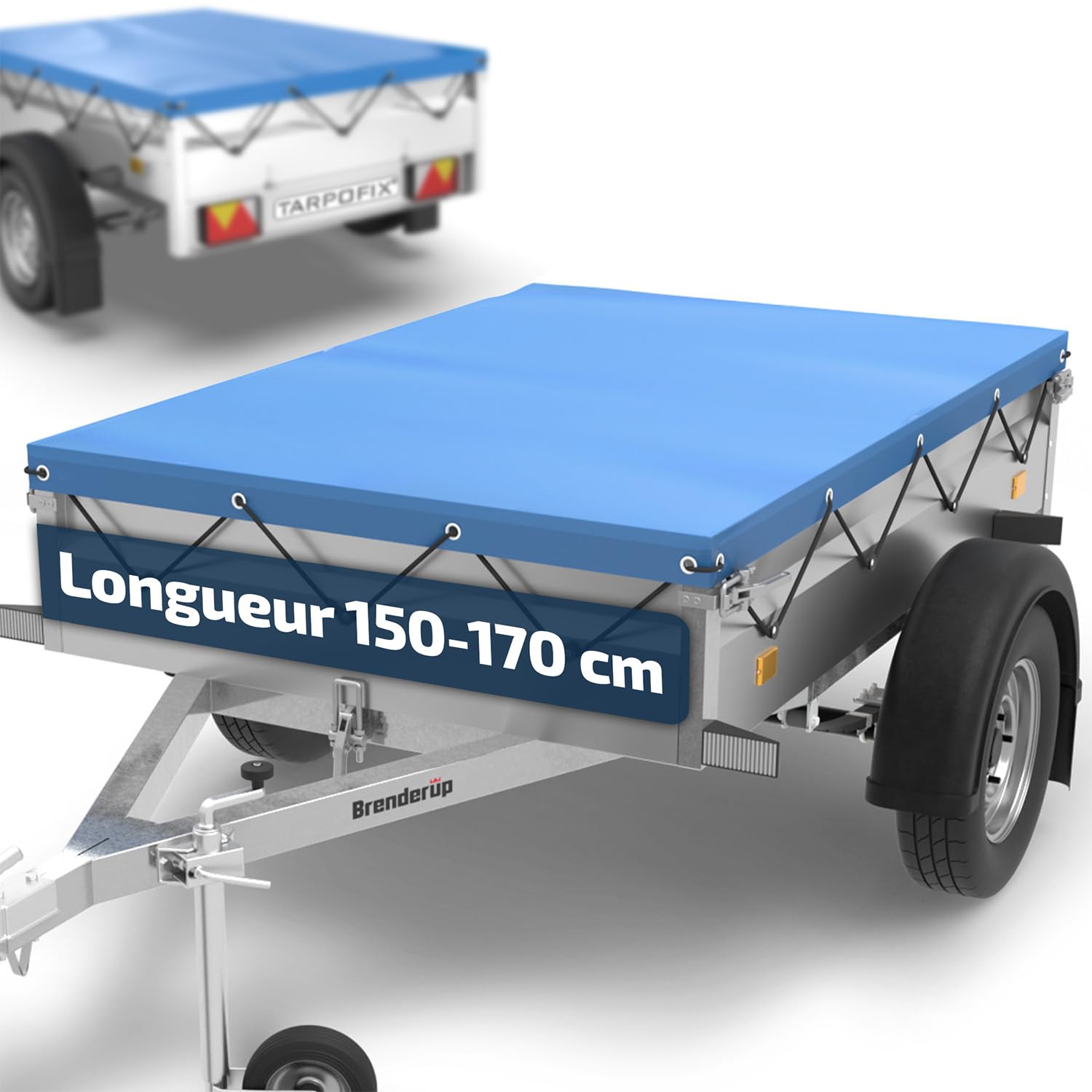 Tarpofix® Bâche Protection Plate 151 x 101 x 7,5 cm avec Corde de bâche - Bâche de remorque renforcée en PVC - Bache pour remorque Divers modèles de remorques de Voitures de 500 kg